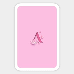 A Letter Personalized, Pink Minimal Cute Design, Birthday Gift, Christmas Gift, Sticker